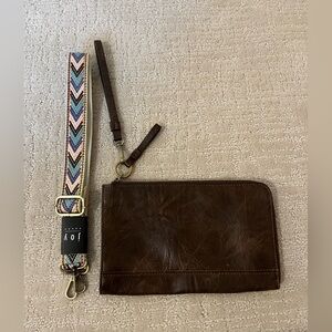 joy Susan Brown Wristlet/crossbody purse with detachable Multicolor Strap